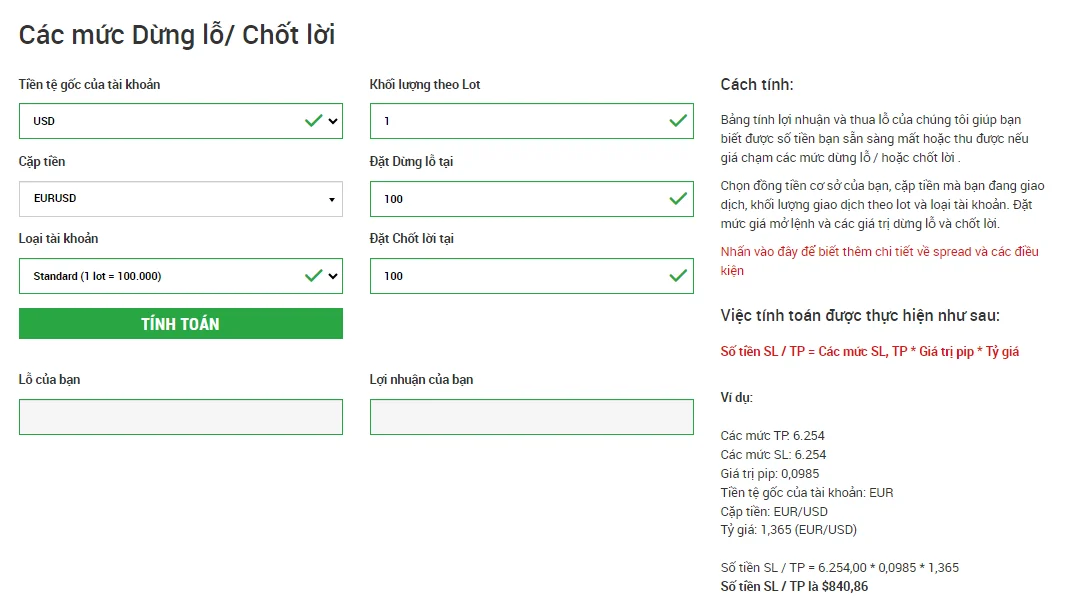 công cụ tính toán Forex của XM 11