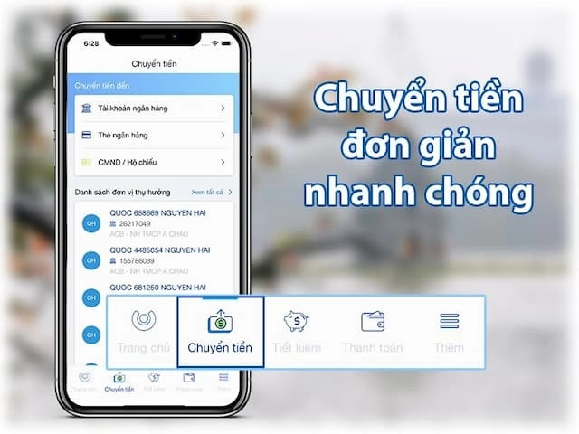 Dịch vụ chuyển tiiền qua mobile banking của ngân hàng ACB