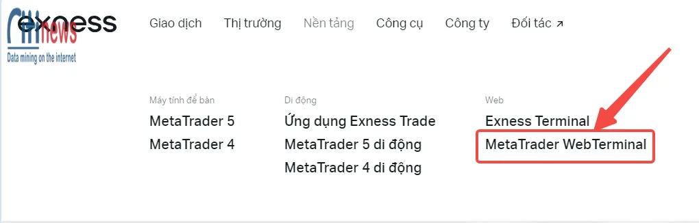 Cách sử dụng MT4/MT5 WebTrader của Exness